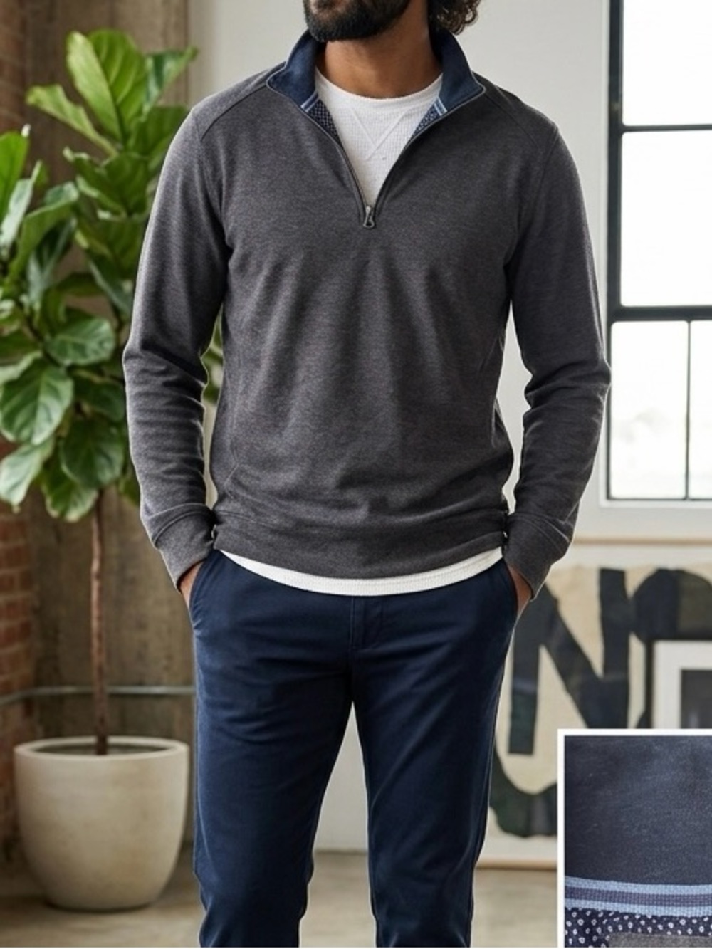 English Laundry Men's 1/4 Zip Sweater